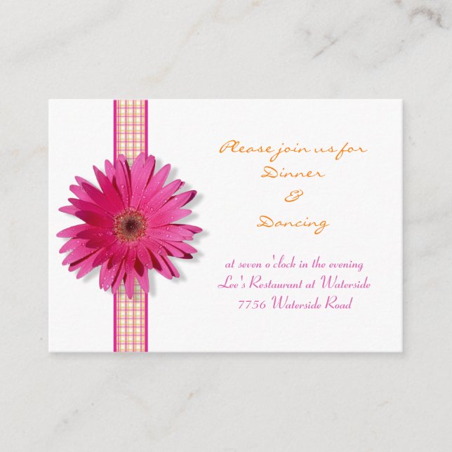 Pink Gerbera Daisy Reception Card (Front)