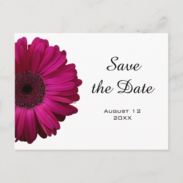 Pink Gerbera Daisy Save the Date Postcard (Front)