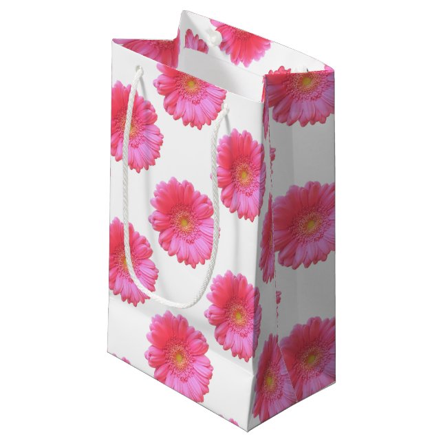 Pink gerbera daisy small gift bag (Front Angled)
