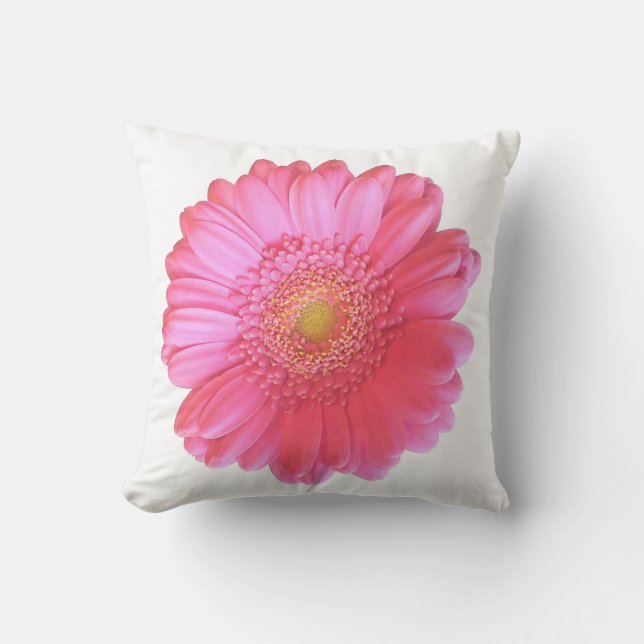 Pink gerbera daisy throw pillow (Front)