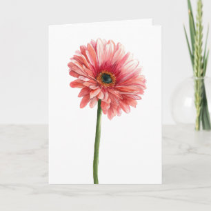 Pink Gerbera Daisy Watercolor Garden Nature Lover  Card