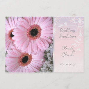 Pink Gerbera daisy Wedding Invitation