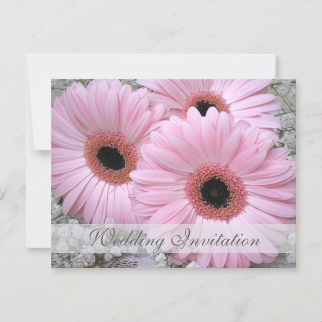 Pink Gerbera daisy Wedding Invitation (Front)