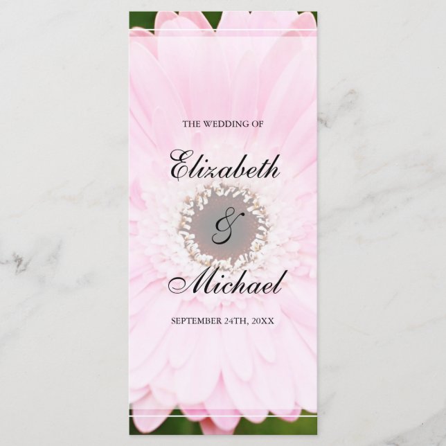 Pink Gerbera Daisy Wedding Program (Front)