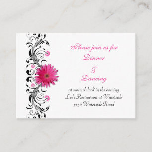 Pink Gerbera Daisy Wedding Reception Card