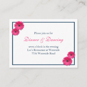 Pink Gerbera Daisy Wedding Reception Card