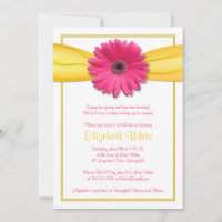 Pink Gerbera Daisy Yellow Ribbon Bridal Shower