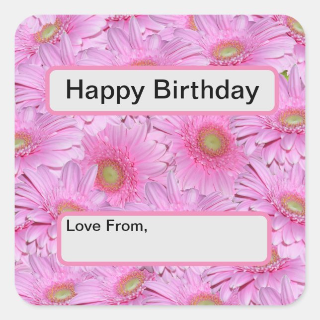 Pink Gerbera Flower Clusters,  Square Sticker (Front)