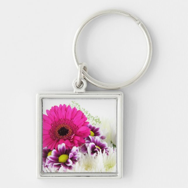 Pink Gerbera Flower Keychain (Front)