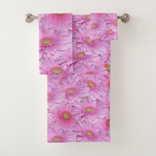 Pink Gerbera Flowers, Bathroom Towel Set,