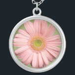Pink Gerbera Necklace<br><div class="desc">A beautiful gerbera in a very light pink and a soft green eye makes this a lovely necklace pendant. A gorgeous gift for a woman or a teenage girl.</div>