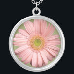 Pink Gerbera Necklace<br><div class="desc">A beautiful gerbera in a very light pink and a soft green eye makes this a lovely necklace pendant. A gorgeous gift for a woman or a teenage girl.</div>