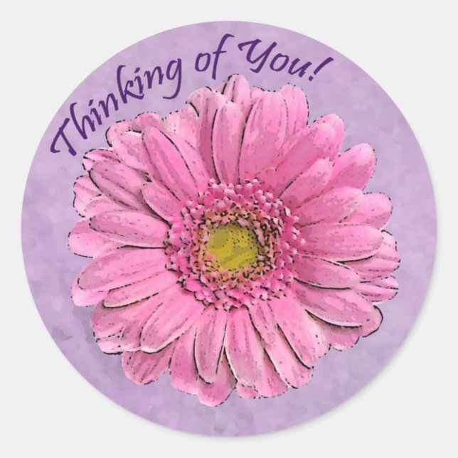 Pink Gerbera Thinking of You sticker (Front)