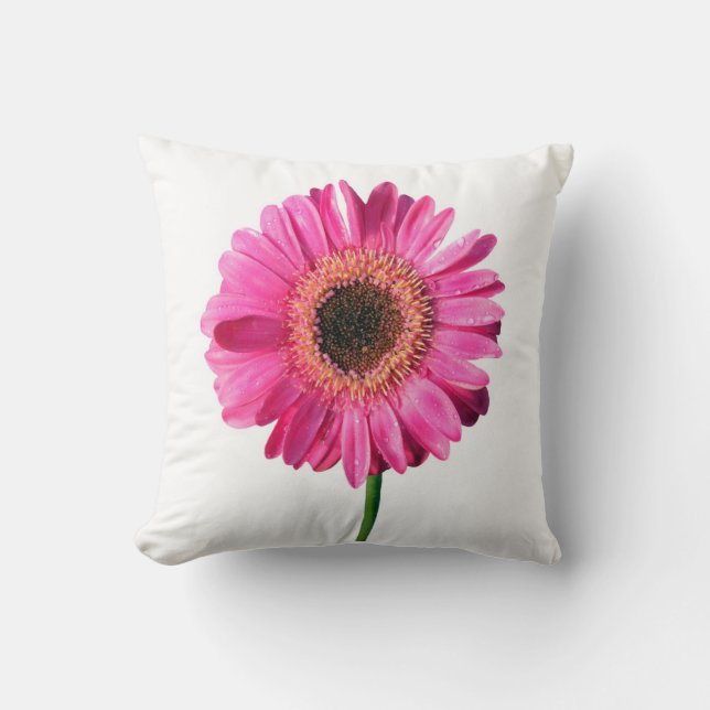 Pink Gerbera Throw Pillow (Front)