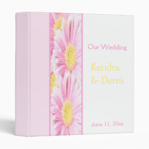 Pink Gerberas on White Wedding Binder