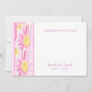 Pink Gerberas on White Wedding Invitation (5x7)
