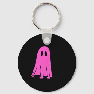 Pink Ghost and Black Cat Halloween Fall Season  Keychain