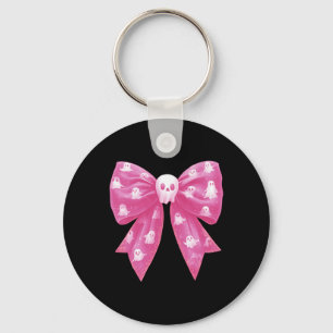 Pink Ghost Bow Coquette Halloween Spooky Season Wo Keychain