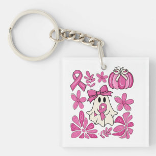 Pink Ghost Breast Cancer Awareness Halloween 👻🎀 Keychain