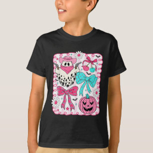 Pink Ghost Coquette Bow Halloween Western Cowgirl T-Shirt