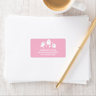Pink Ghost Girl Halloween Baby Shower Label