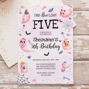 Pink Ghost Halloween Birthday Invitation