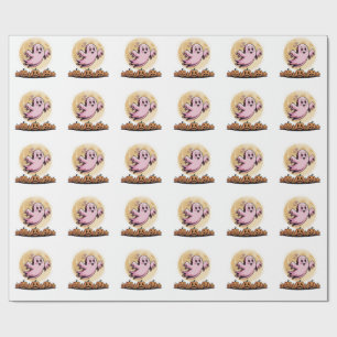 Pink Ghost Halloween Breast Cancer Awareness Wrapping Paper