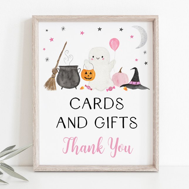 Pink Ghost Halloween Cards & Gifts Sign (Creator Uploaded)