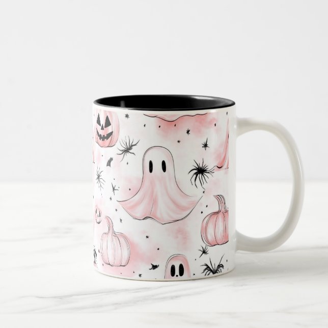 Pink Ghost Halloween Coffee Mug (Right)
