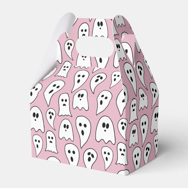 Pink Ghost Halloween Favor Box (Front Side)