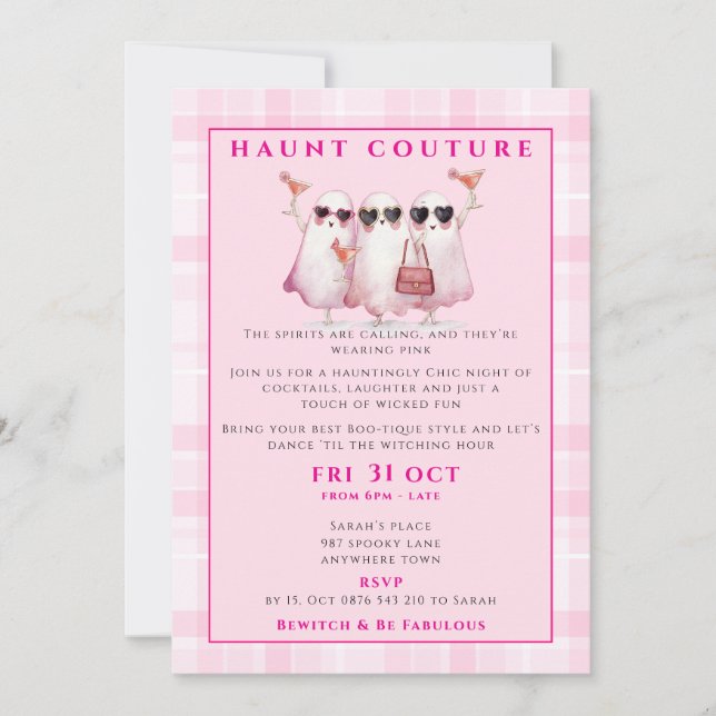 Pink Ghost Halloween Party Invitation (Front)