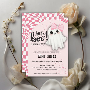 Pink Ghost Little Boo is almost due Baby Shower Invitation