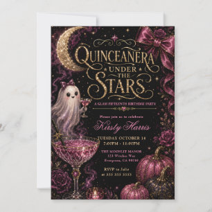 Pink Ghost Quinceanera Under the Stars Invitation