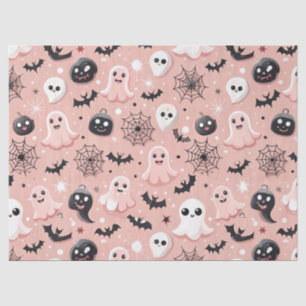 Pink Ghosts & Halloween Seamless Pattern Tissue Paper