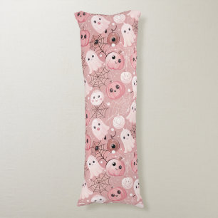 Pink Ghosts & Pumpkins Whimsical Halloween Body Pillow