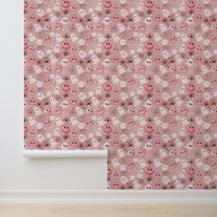 Pink Ghosts & Pumpkins Whimsical Halloween Wallpaper