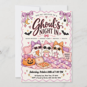 Pink Ghoul’s Night In Halloween Sleepover Invitation