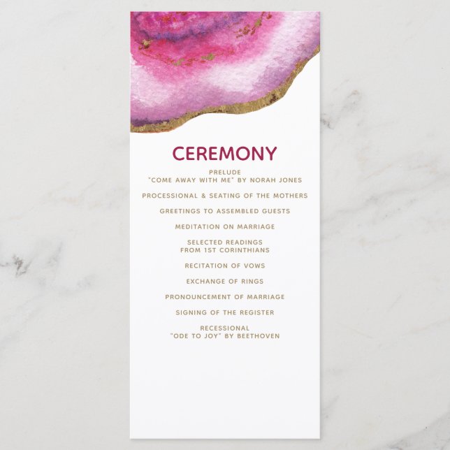 Pink Gilt Agate programmes de mariage (Devant)
