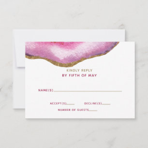 Pink Gilt Agate Wedding Invitations rsvp