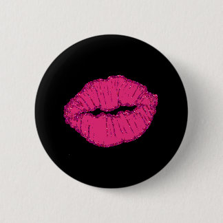 pink giltter lips 2 inch round button