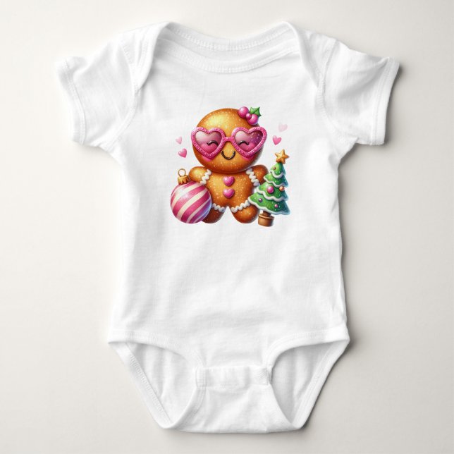 Pink Gingerbread  Baby Bodysuit (Front)