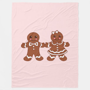 Pink Gingerbread Boy & Girl Blanket 