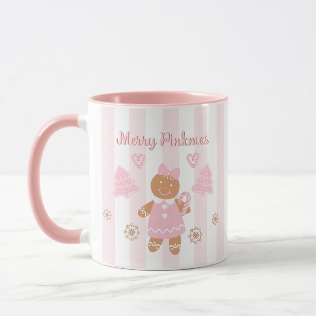 Pink Gingerbread Christmas Mug (Left)