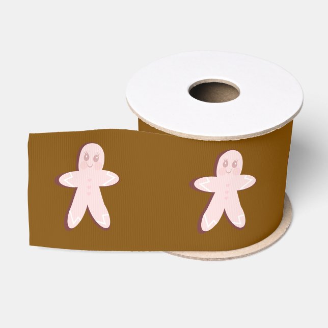 Pink Gingerbread Christmas tree  Grosgrain Ribbon (Spool)