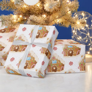Pink Gingerbread House Christmas Wrapping Paper