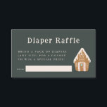 Pink Gingerbread House Diaper Raffle Ticket  Enclosure Card<br><div class="desc">Whimsical Christmas theme baby shower diaper raffle ticket featuring illustration of a gingerbread house with pink accent. The card asks guests to bring a pack of diaper in a chance to win a prize.</div>