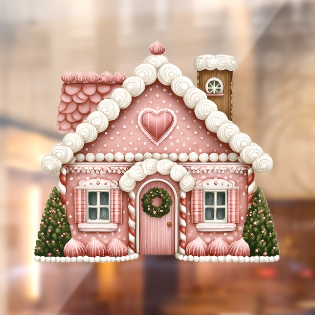 Pink Gingerbread House Window Cling (Sheet 2)