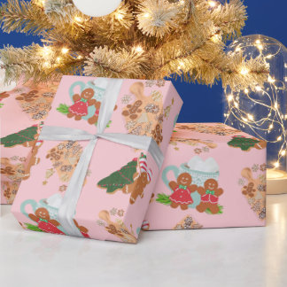 Pink Gingerbread+ Sugar Cookie Christmas Gift Wrap
