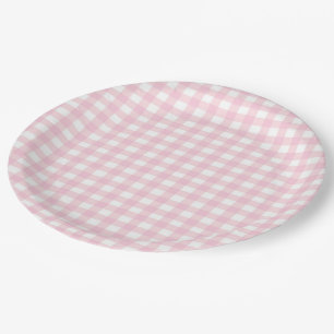 Pink Gingham 1 Paper Plate