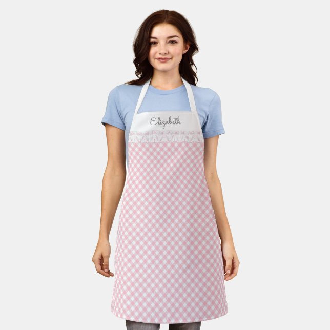 Pink Gingham All-Over Print Apron (Worn)